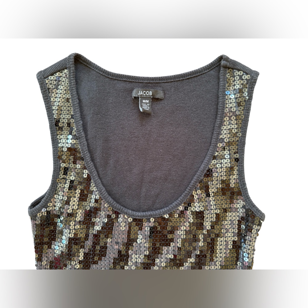 Jacob Sequinned Ribbed Zebra Tank Top - Picture 2 of 8